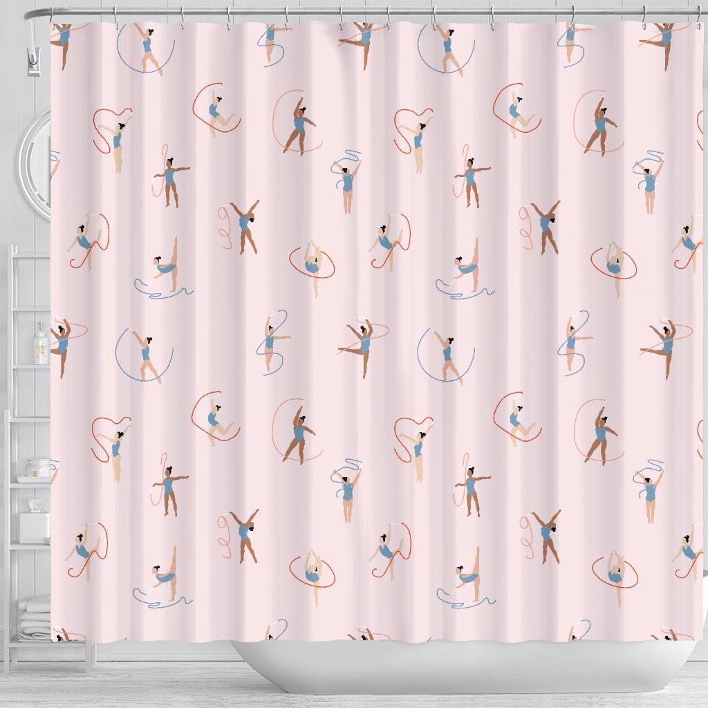 Pattern Print Gymnastics Bathroom Shower Curtain-grizzshop