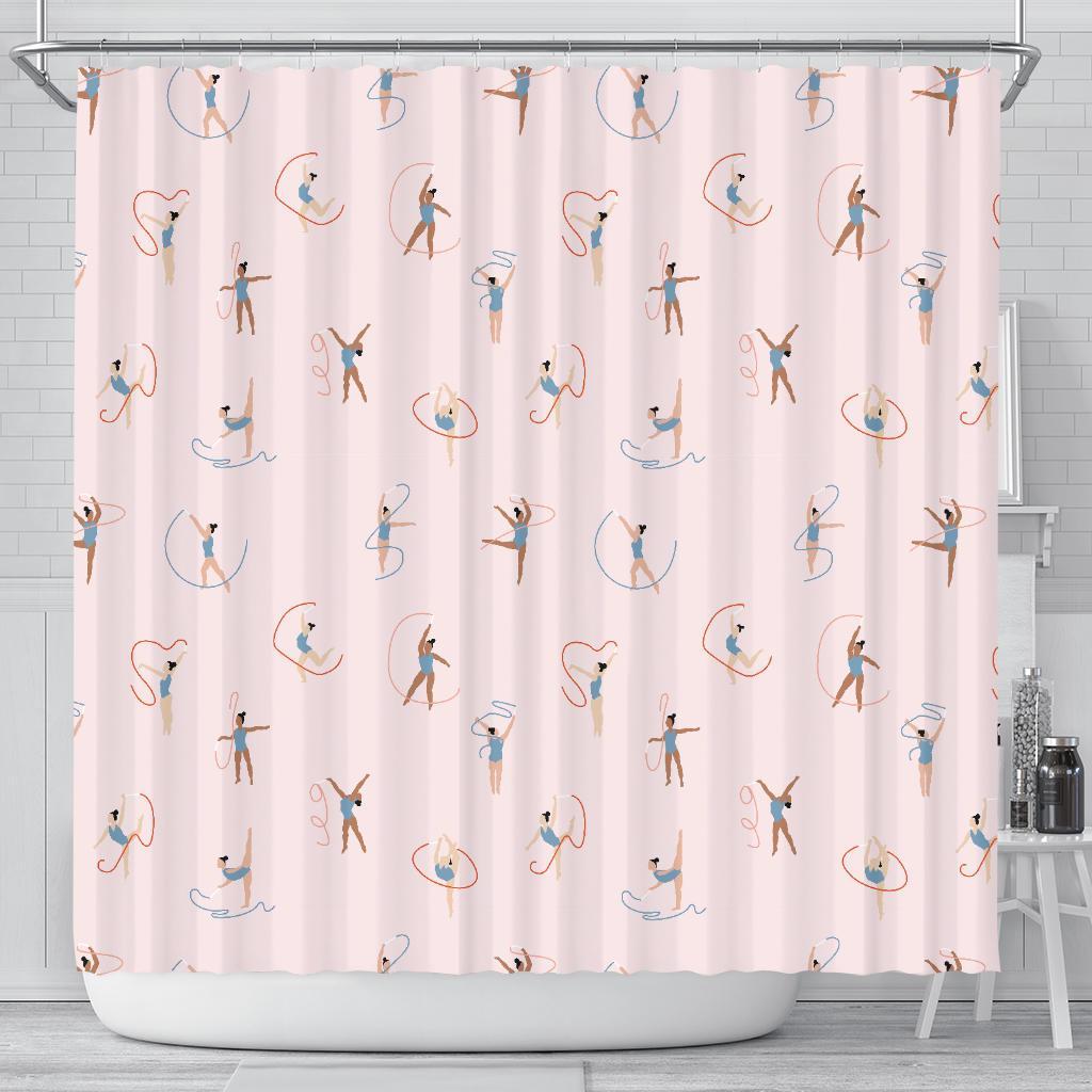 Pattern Print Gymnastics Bathroom Shower Curtain-grizzshop