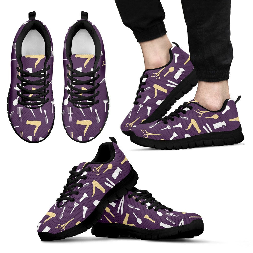 Pattern Print Hair Stylist Black Sneaker Shoes For Men Women-grizzshop