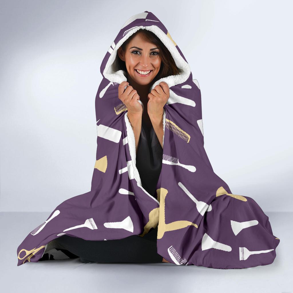 Pattern Print Hair Stylist Hooded Blanket-grizzshop