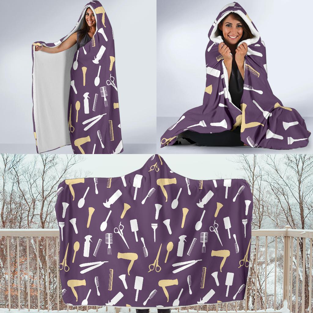 Pattern Print Hair Stylist Hooded Blanket-grizzshop