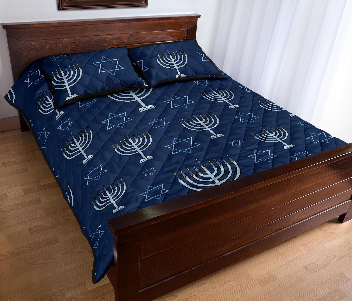 Pattern Print Hanukkah Bed Set Quilt-grizzshop