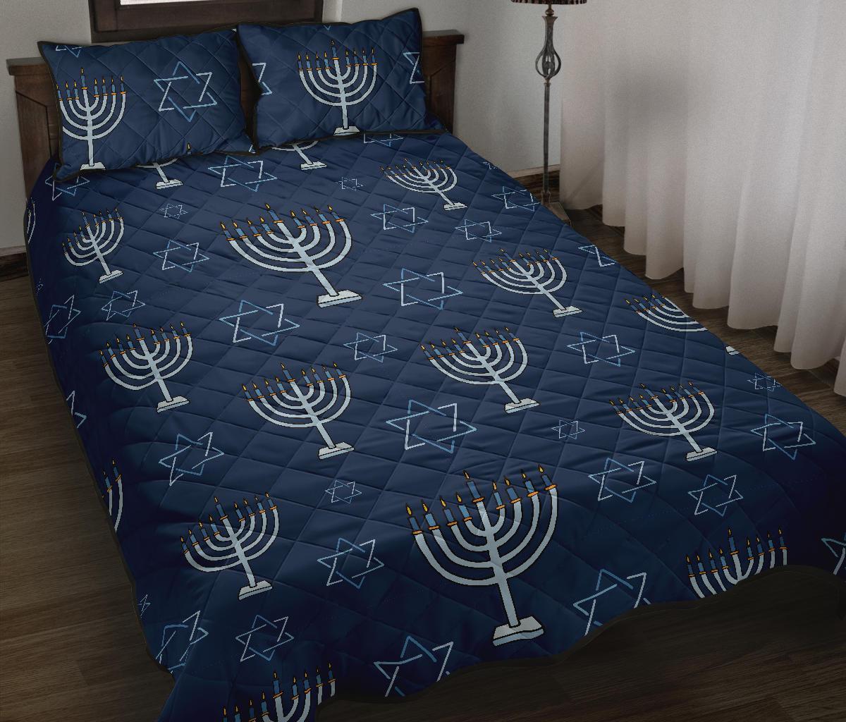 Pattern Print Hanukkah Bed Set Quilt-grizzshop