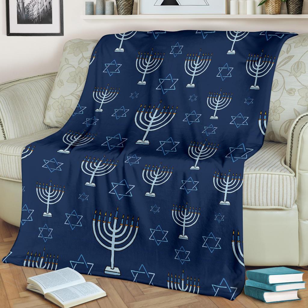 Pattern Print Hanukkah Blanket-grizzshop