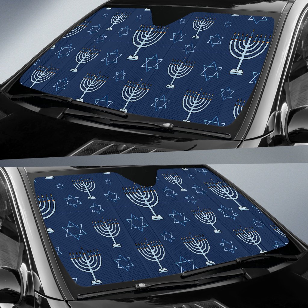 Pattern Print Hanukkah Car Sun Shade-grizzshop