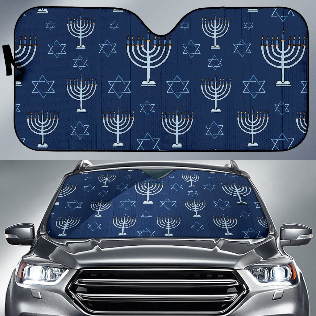 Pattern Print Hanukkah Car Sun Shade-grizzshop