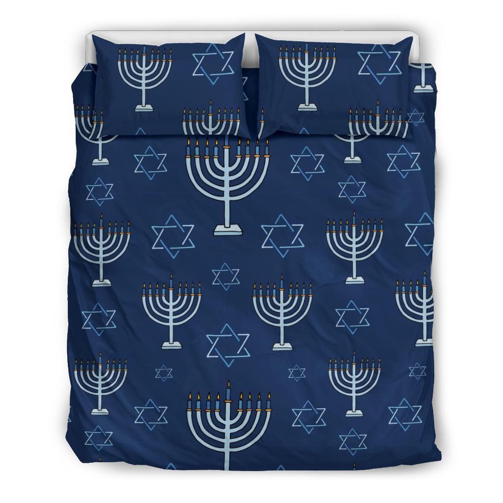 Pattern Print Hanukkah Duvet Cover Bedding Set-grizzshop