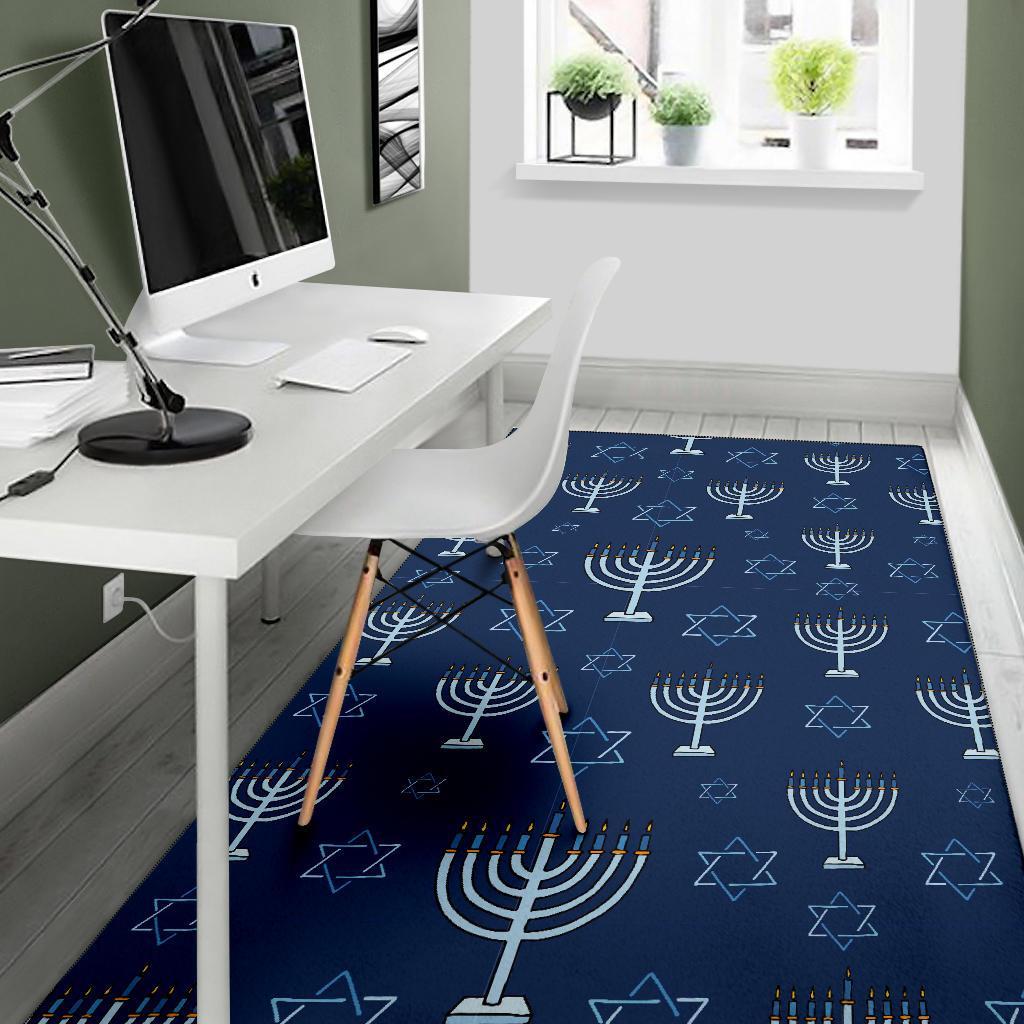Pattern Print Hanukkah Floor Mat-grizzshop