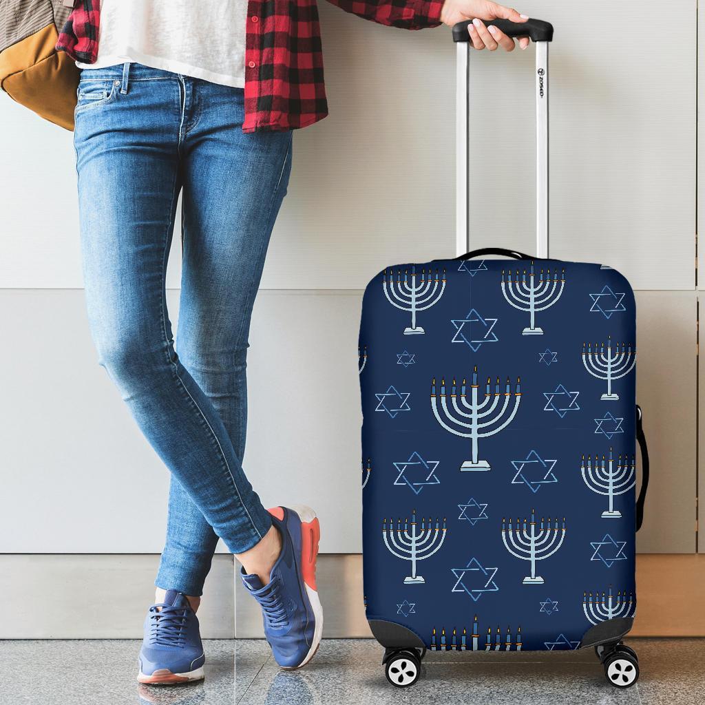 Pattern Print Hanukkah Luggage Cover Protector-grizzshop