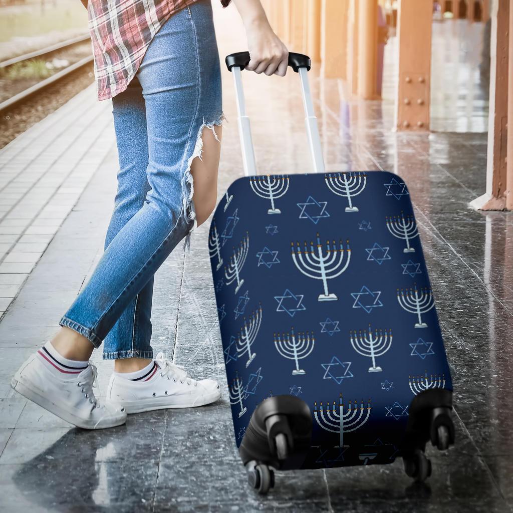 Pattern Print Hanukkah Luggage Cover Protector-grizzshop