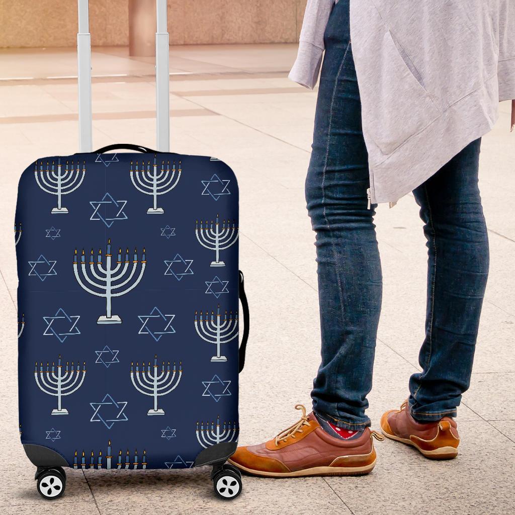 Pattern Print Hanukkah Luggage Cover Protector-grizzshop