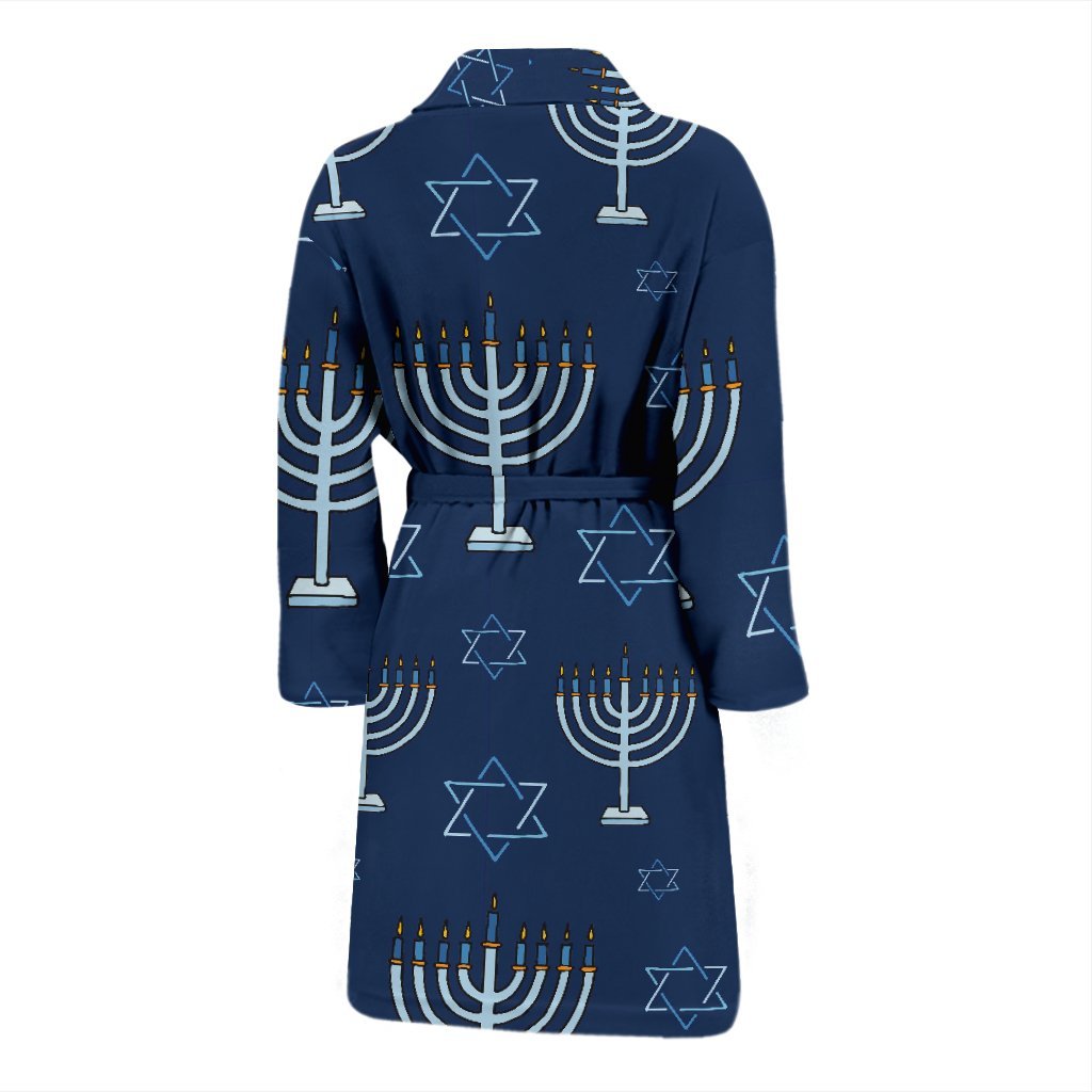 Pattern Print Hanukkah Men Long Robe-grizzshop