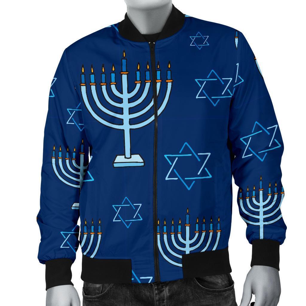 Pattern Print Hanukkah Men's Bomber Jacket-grizzshop