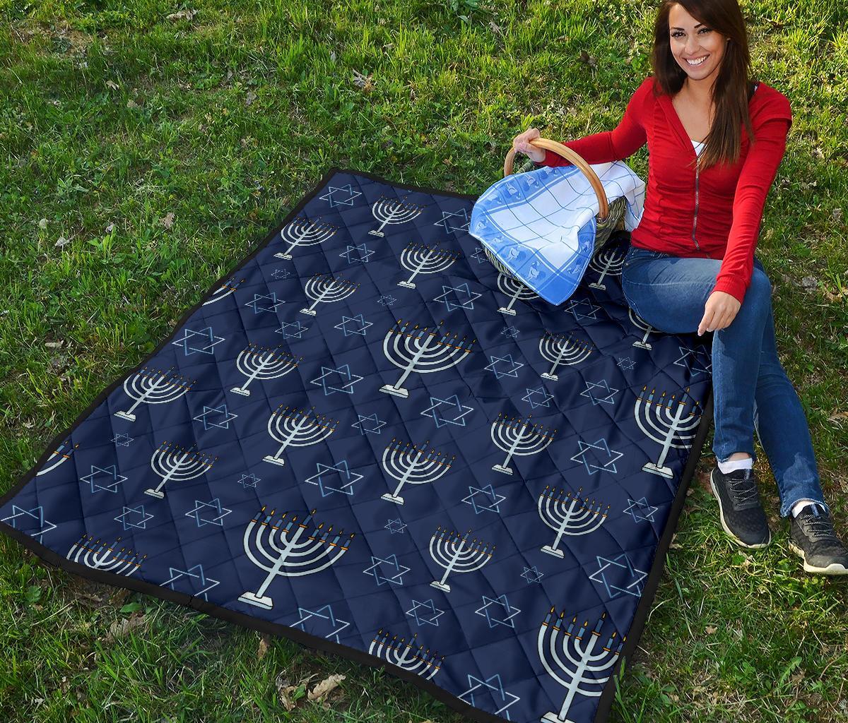 Pattern Print Hanukkah Quilt-grizzshop