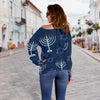 Pattern Print Hanukkah Women Off Shoulder Sweatshirt-grizzshop