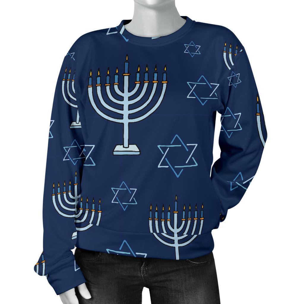 Pattern Print Hanukkah Women's Sweatshirt-grizzshop