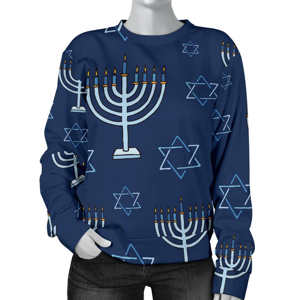 Pattern Print Hanukkah Women's Sweatshirt-grizzshop