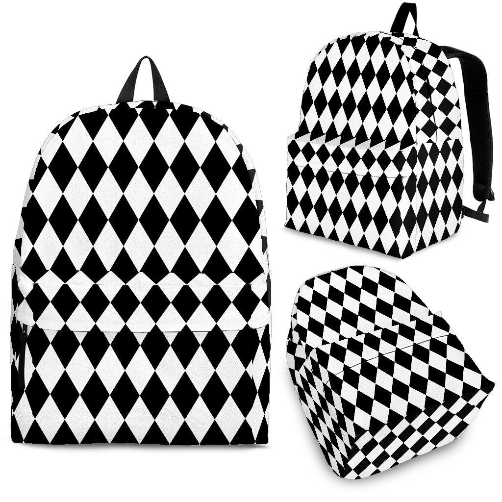 Pattern Print Harlequin Backpack-grizzshop