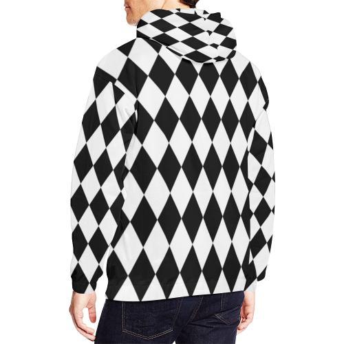 Pattern Print Harlequin Men Pullover Hoodie-grizzshop