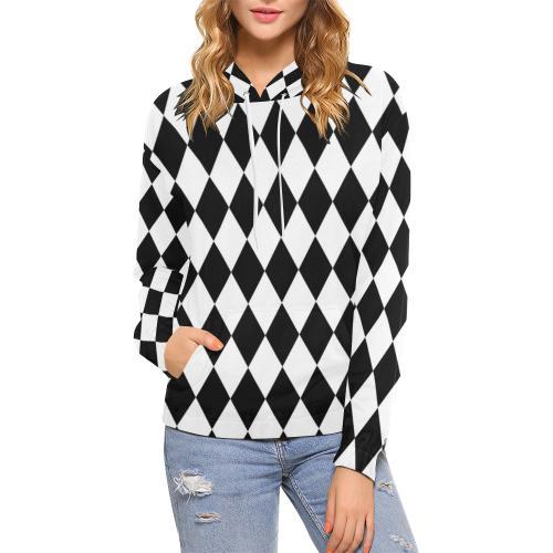 Pattern Print Harlequin Women Pullover Hoodie-grizzshop