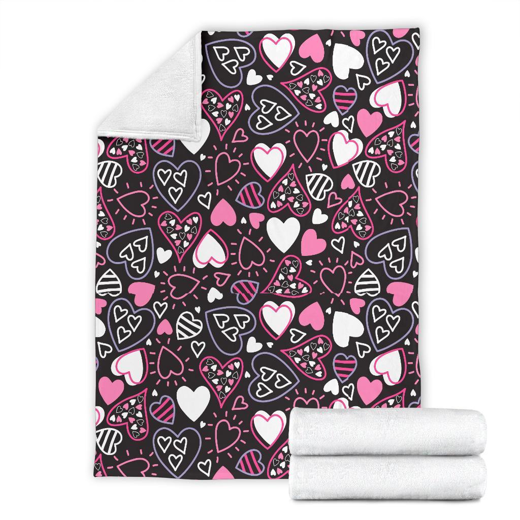 Pattern Print Heart Blanket-grizzshop