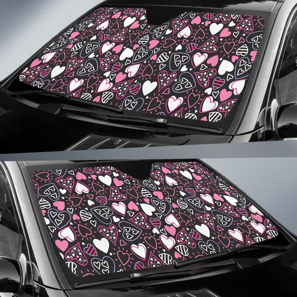 Pattern Print Heart Car Sun Shade-grizzshop