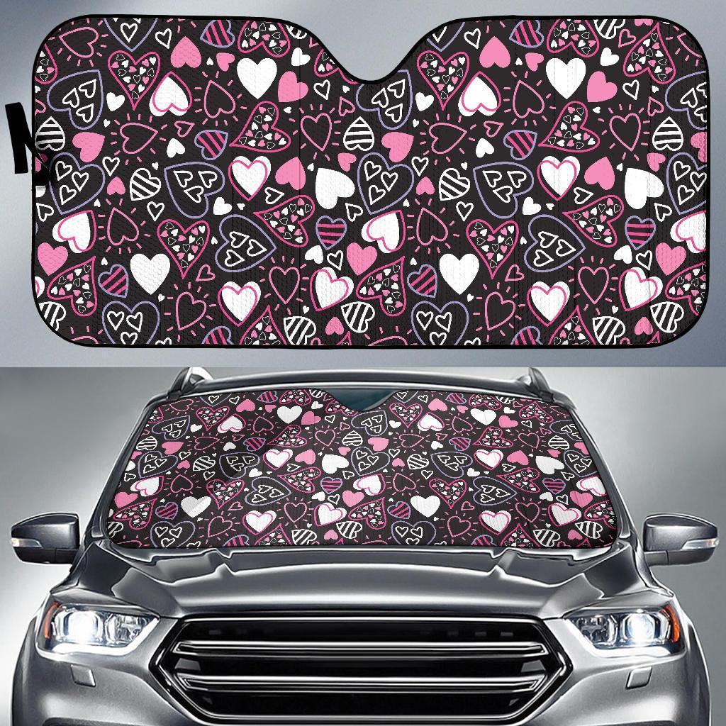 Pattern Print Heart Car Sun Shade-grizzshop