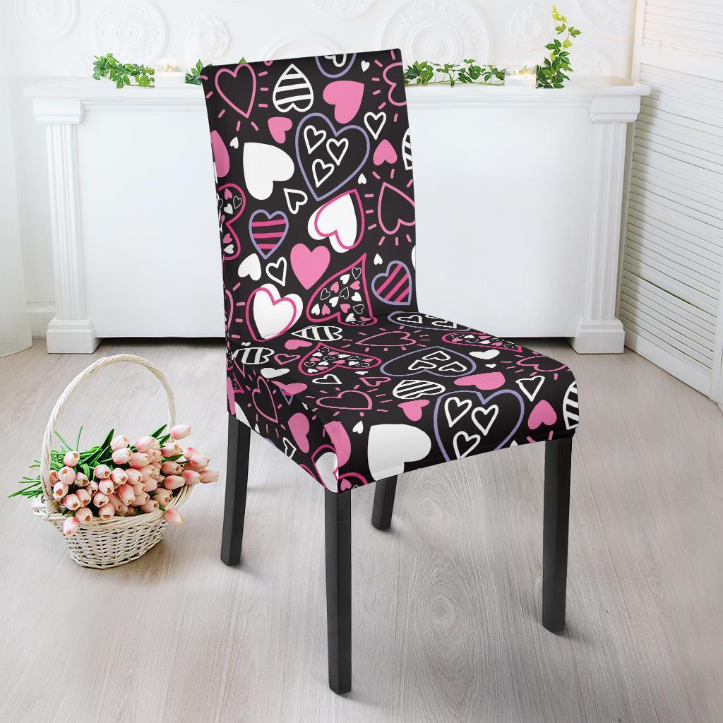 Pattern Print Heart Chair Cover-grizzshop