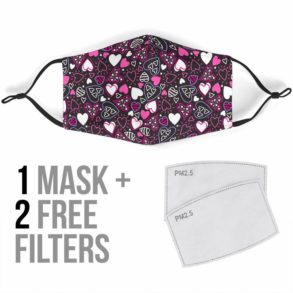 Pattern Print Heart Face Mask-grizzshop