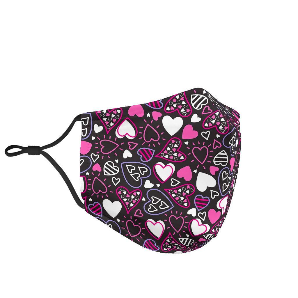 Pattern Print Heart Face Mask-grizzshop