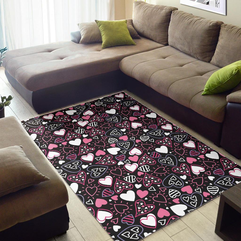 Pattern Print Heart Floor Mat-grizzshop