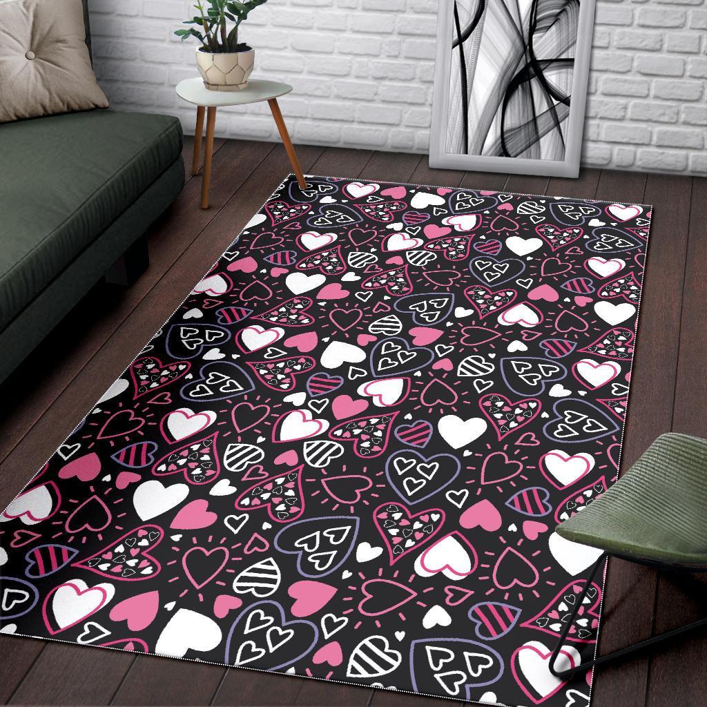 Pattern Print Heart Floor Mat-grizzshop