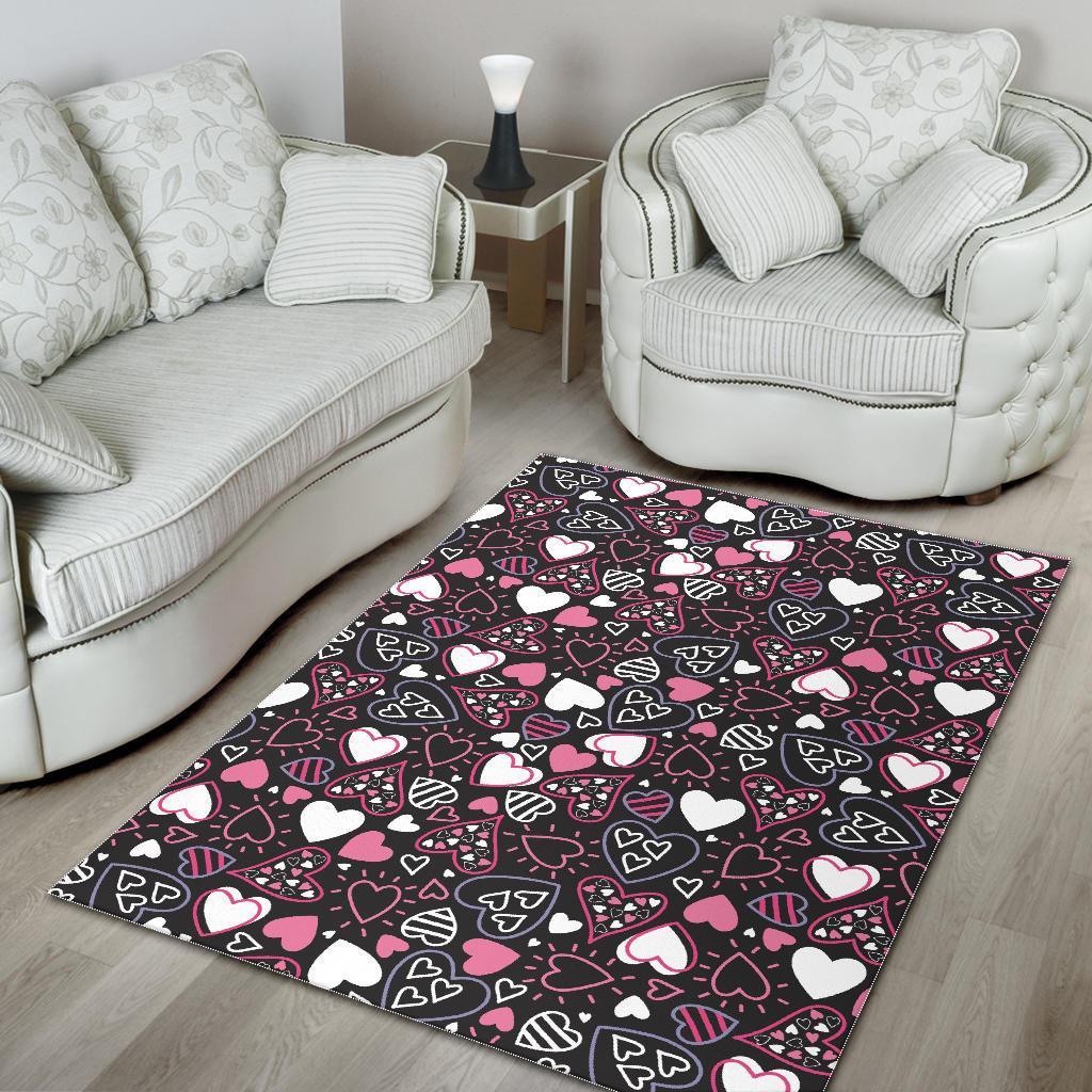 Pattern Print Heart Floor Mat-grizzshop