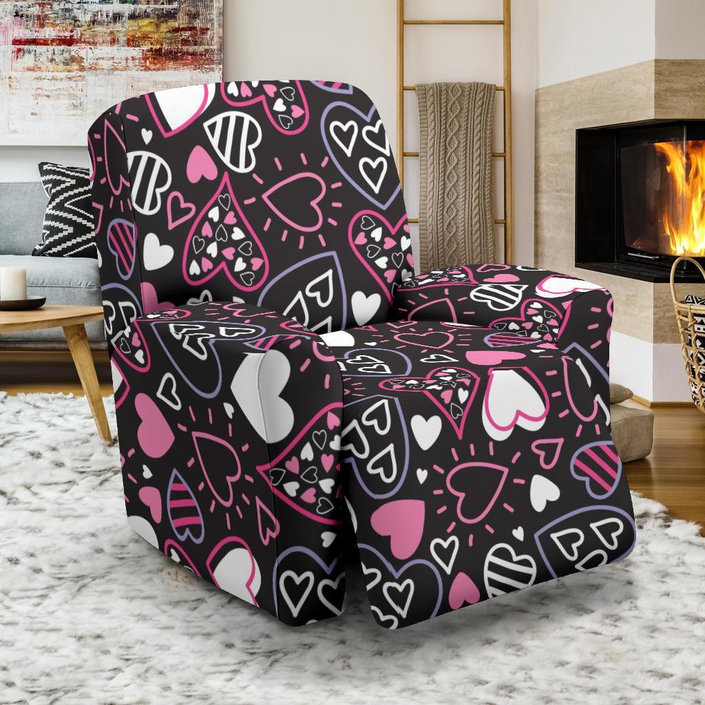 Pattern Print Heart Recliner Cover-grizzshop