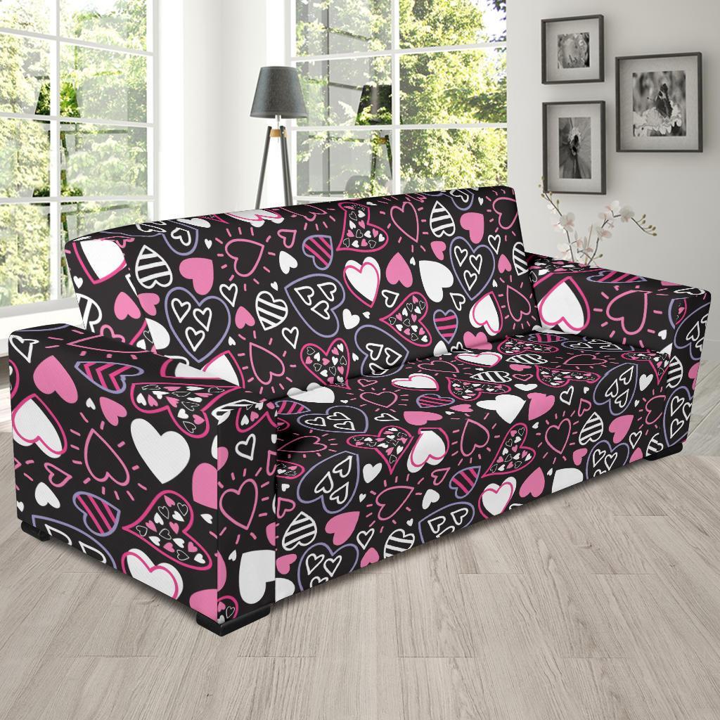 Pattern Print Heart Sofa Covers-grizzshop