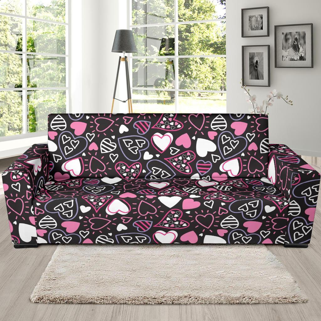 Pattern Print Heart Sofa Covers-grizzshop