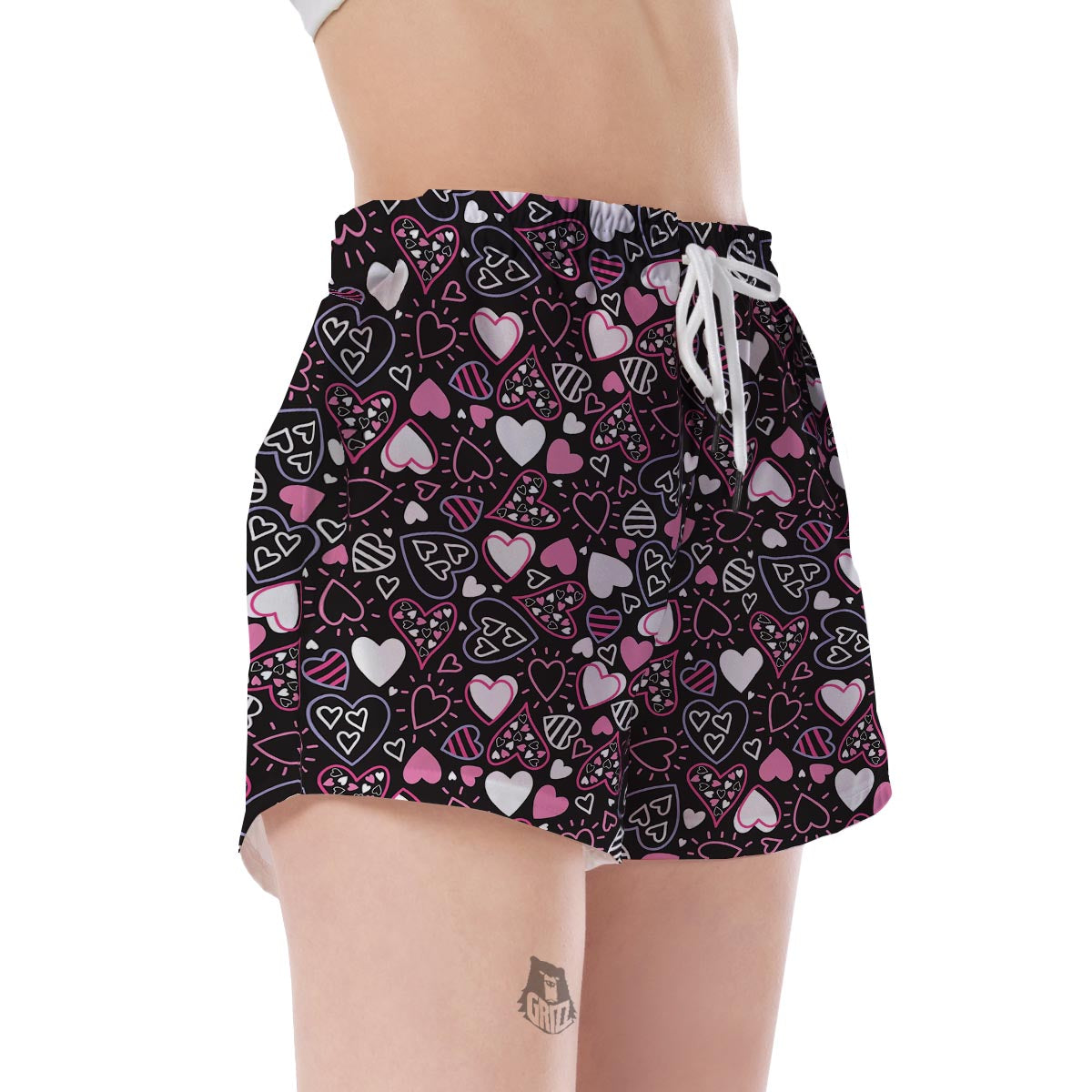 Pattern Print Heart Women's Shorts-grizzshop