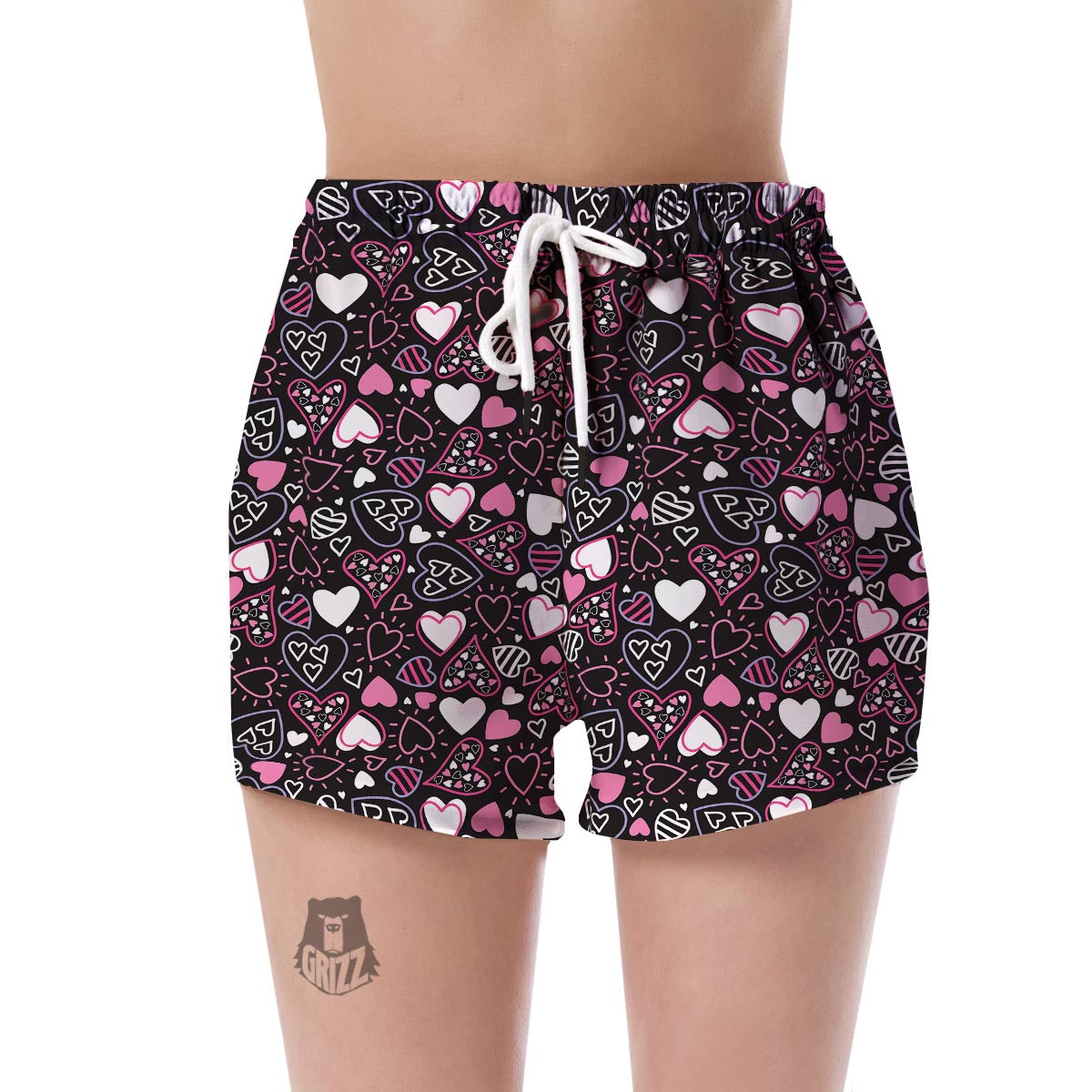 Pattern Print Heart Women's Shorts-grizzshop