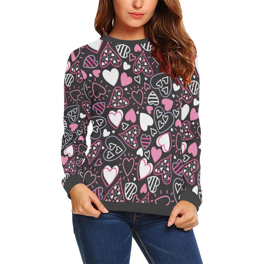 Pattern Print Heart Women's Sweatshirt-grizzshop