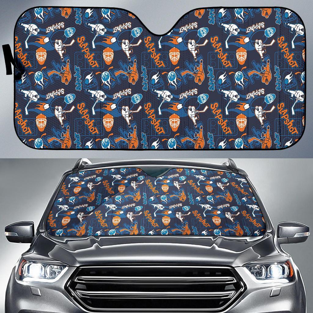 Pattern Print Hockey Car Sun Shade-grizzshop