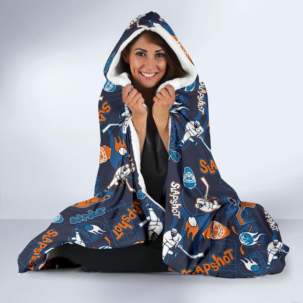Pattern Print Hockey Hooded Blanket-grizzshop