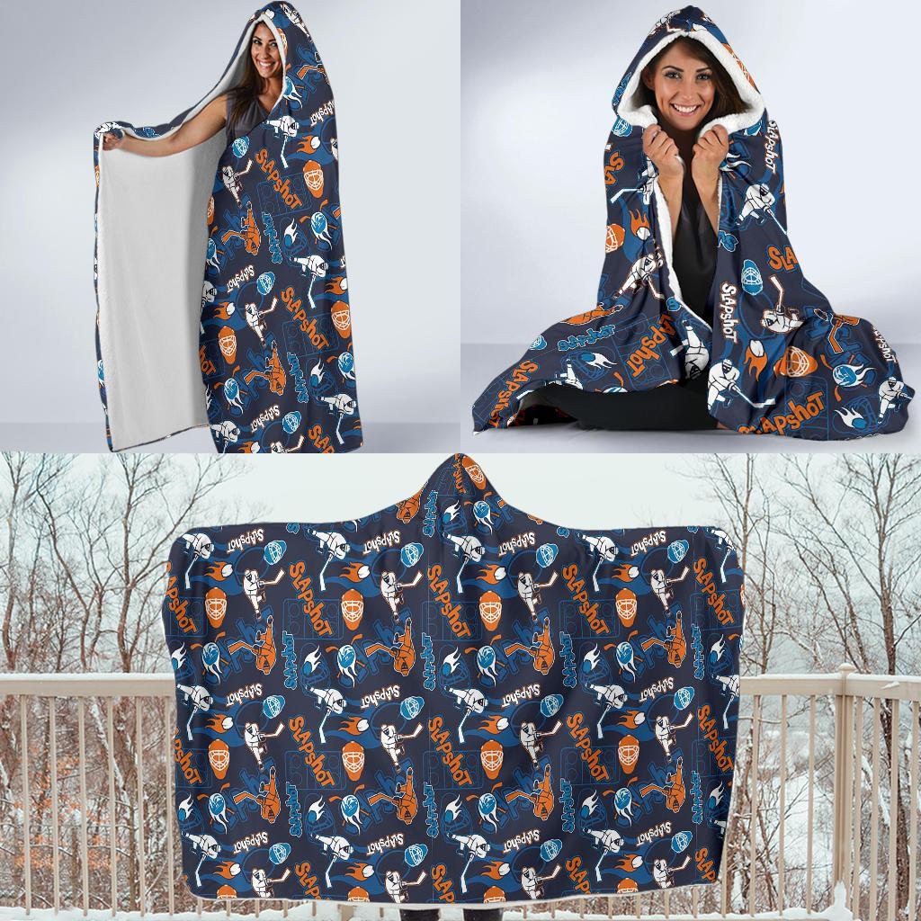Pattern Print Hockey Hooded Blanket-grizzshop