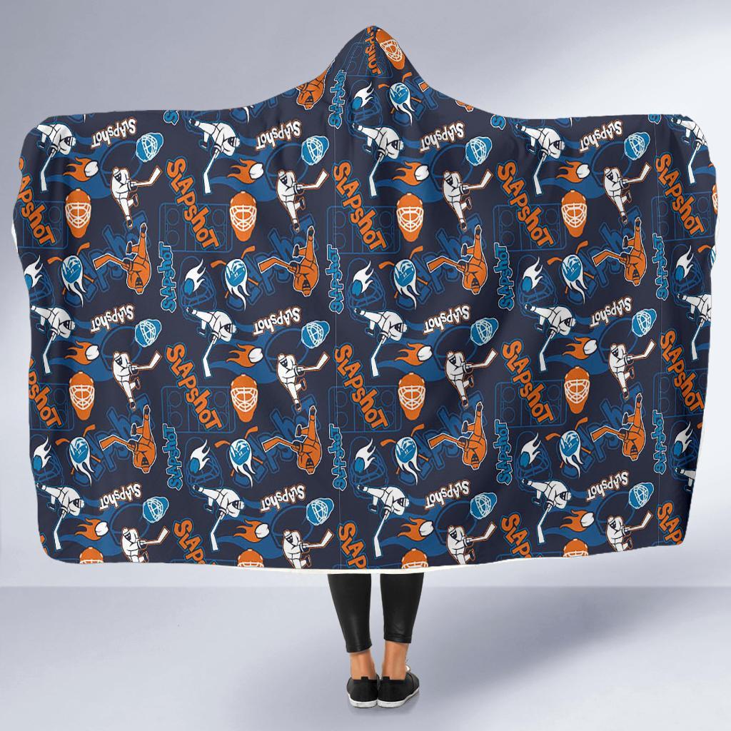 Pattern Print Hockey Hooded Blanket-grizzshop
