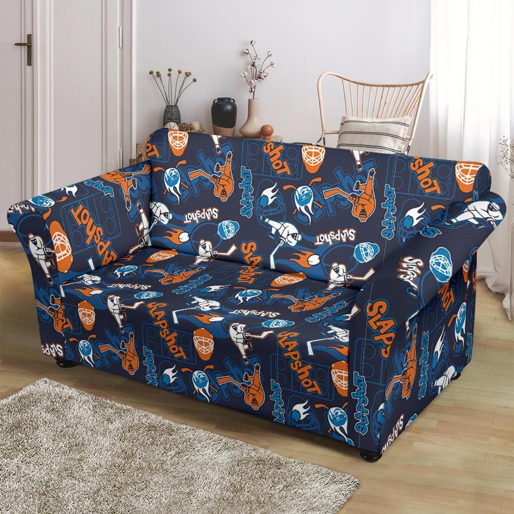 Pattern Print Hockey Loveseat Cover-grizzshop