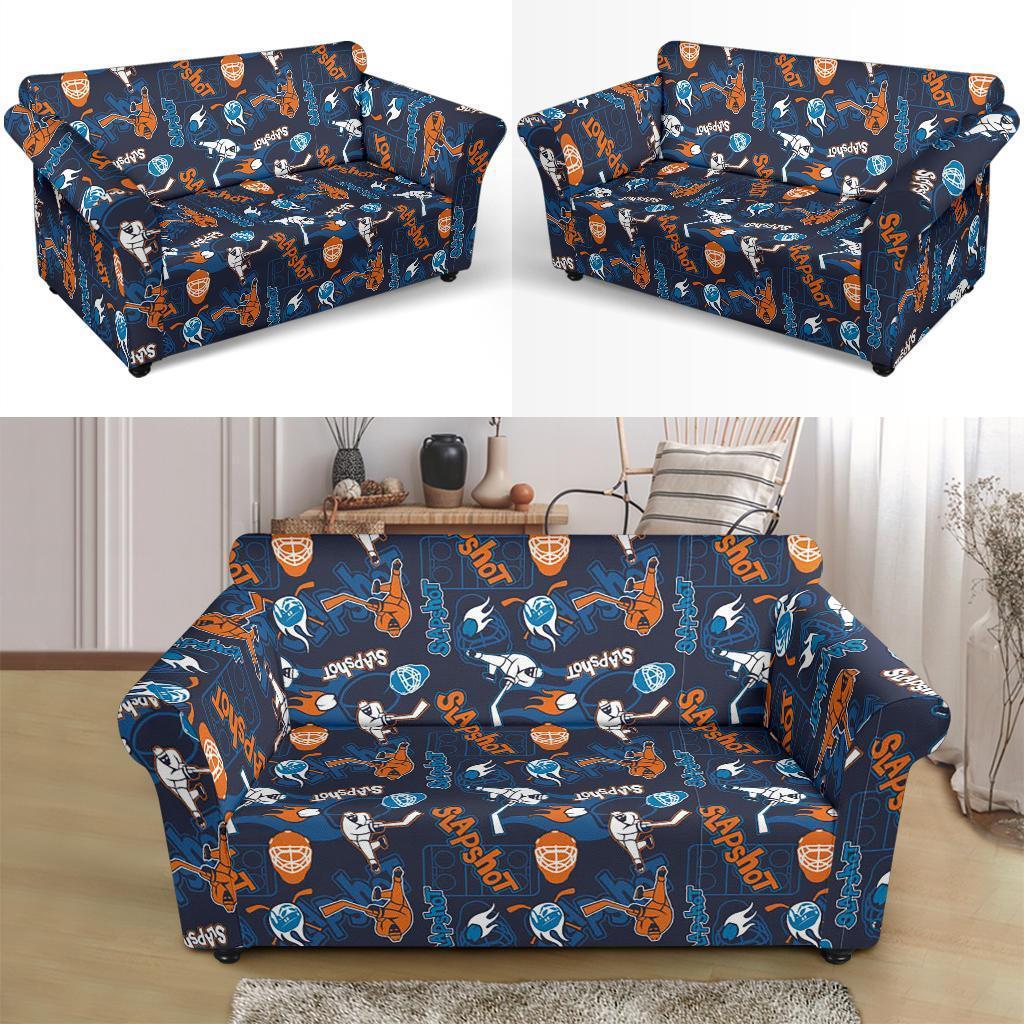 Pattern Print Hockey Loveseat Cover-grizzshop