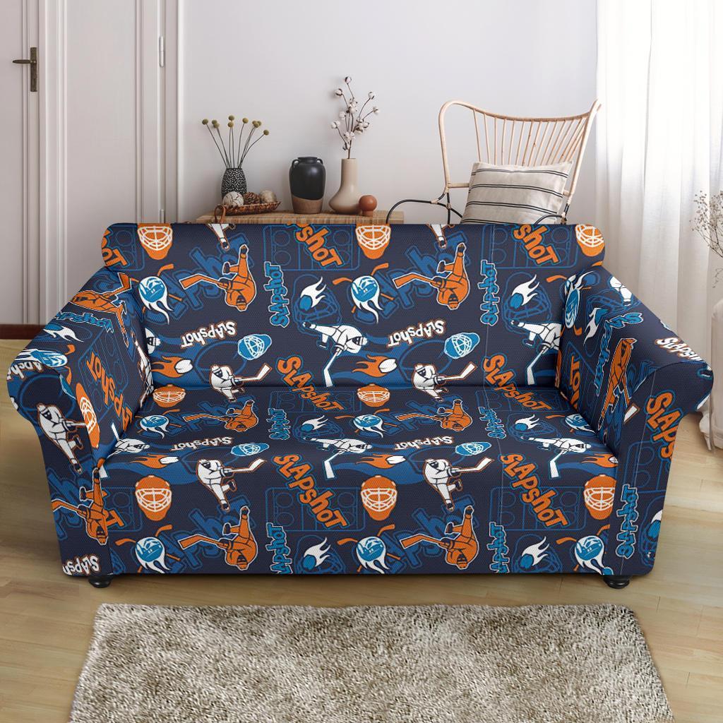 Pattern Print Hockey Loveseat Cover-grizzshop