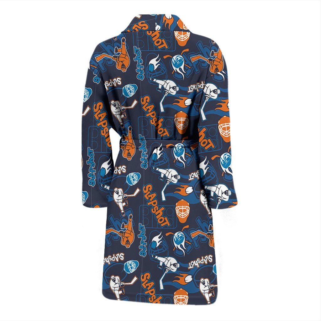 Pattern Print Hockey Men Long Robe-grizzshop