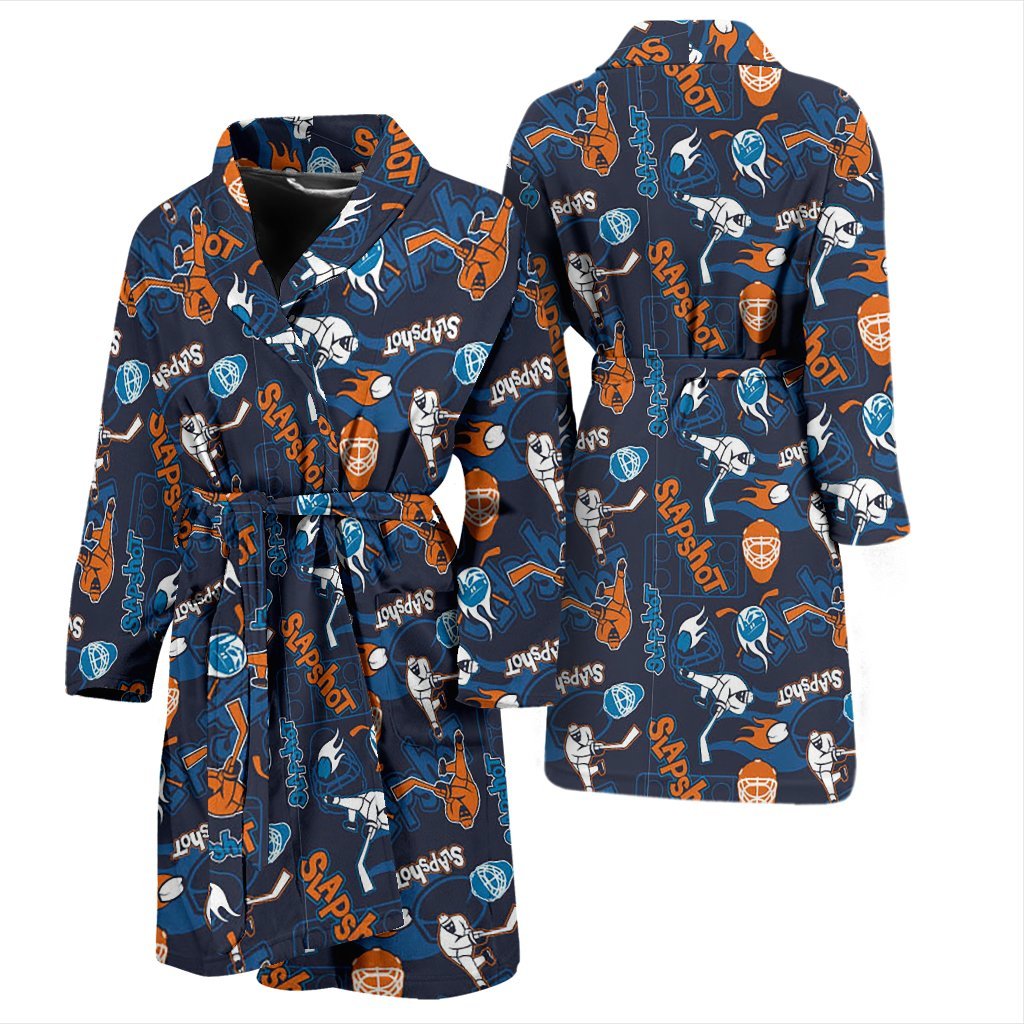 Pattern Print Hockey Men Long Robe-grizzshop