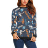 Pattern Print Hockey Women Crewneck Sweatshirt-grizzshop