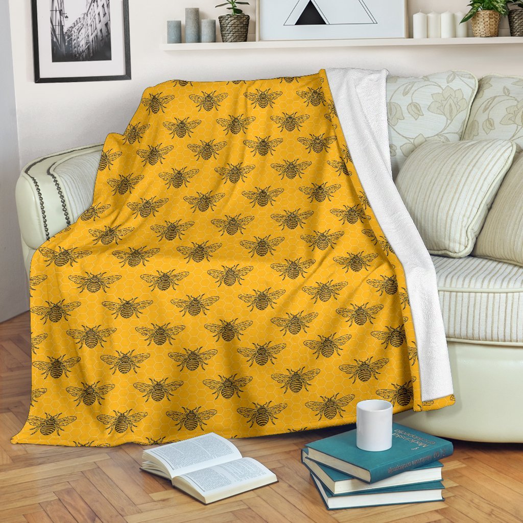 Pattern Print Honey Bee Diagram Gifts Blanket-grizzshop